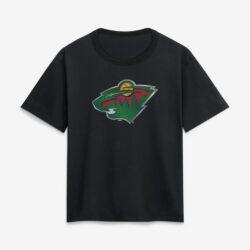 Minnesota Wild Women's Metallic Mascot T-Shirt - Black - Front View
