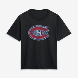 Montreal Canadiens Women's Metallic Mascot T-Shirt - Black - Front View