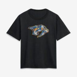 Nashville Predators Women's Metallic Mascot T-Shirt - Black - Front View
