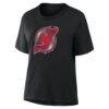 New Jersey Devils Women's Metallic Mascot T-Shirt - Black - Detail View