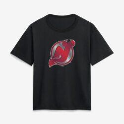 New Jersey Devils Women's Metallic Mascot T-Shirt - Black - Front View