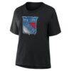 New York Rangers Women's Metallic Mascot T-Shirt - Black - Detail View