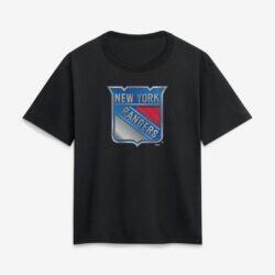 New York Rangers Women's Metallic Mascot T-Shirt - Black - Front View