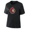 Ottawa Senators Women's Metallic Mascot T-Shirt - Black - Detail View