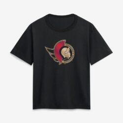 Ottawa Senators Women's Metallic Mascot T-Shirt - Black - Front View