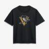 Pittsburgh Penguins Women's Metallic Mascot T-Shirt - Black - Front View