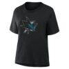 San Jose Sharks Women's Metallic Mascot T-Shirt - Black - Detail View