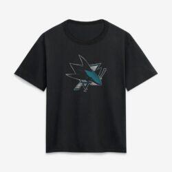 San Jose Sharks Women's Metallic Mascot T-Shirt - Black - Front View