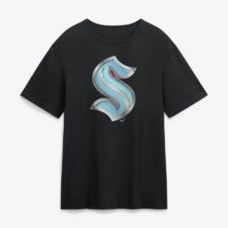 Seattle Kraken Metallic Mascot T-Shirt - Black - Front View