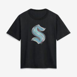 Seattle Kraken Women's Metallic Mascot T-Shirt - Black - Front View