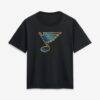 St. Louis Blues Women's Metallic Mascot T-Shirt - Black - Front View