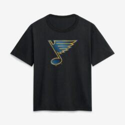 St. Louis Blues Women's Metallic Mascot T-Shirt - Black - Front View