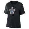 Toronto Maple Leafs Women's Metallic Mascot T-Shirt - Black - Detail View