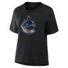 Vancouver Canucks Women's Metallic Mascot T-Shirt - Black - Detail View