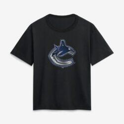 Vancouver Canucks Women's Metallic Mascot T-Shirt - Black - Front View