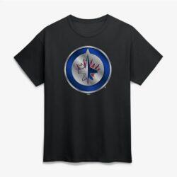 Winnipeg Jets Big & Tall Metallic Mascot T-Shirt - Black - Front View