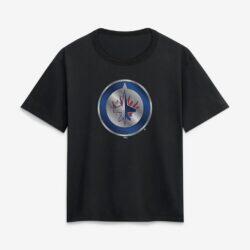 Winnipeg Jets Women's Metallic Mascot T-Shirt - Black - Front View