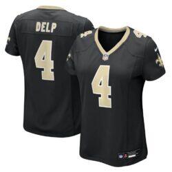 Oscar Delp New Orleans Saints Nike Women's Team Game Jersey - Black - Front View
