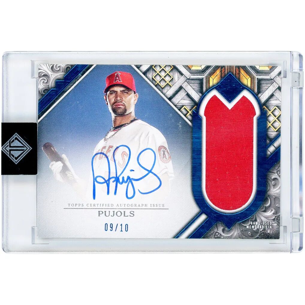 Albert Pujols Los Angeles Angels Autographed 2025 Topps Transcendent Collection Sapphire Game Used Jersey Relic #TCAR-AP #9/10 Card