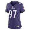Ethan Burke Baltimore Ravens Nike Women's Team Game Jersey - Purple - Side View