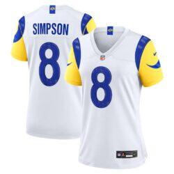 Ty Simpson Los Angeles Rams Nike Women's Game Jersey - White - Front View