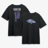 Kyle Hamilton Baltimore Ravens Metallic Mascot Name & Number T-Shirt - Black - Front View
