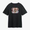 Joe Burrow Cincinnati Bengals Metallic Mascot Name & Number T-Shirt - Black - Side View