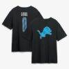 Jahmyr Gibbs Detroit Lions Metallic Mascot Name & Number T-Shirt - Black - Front View