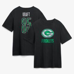 Tucker Kraft Green Bay Packers Metallic Mascot Name & Number T-Shirt - Black - Front View