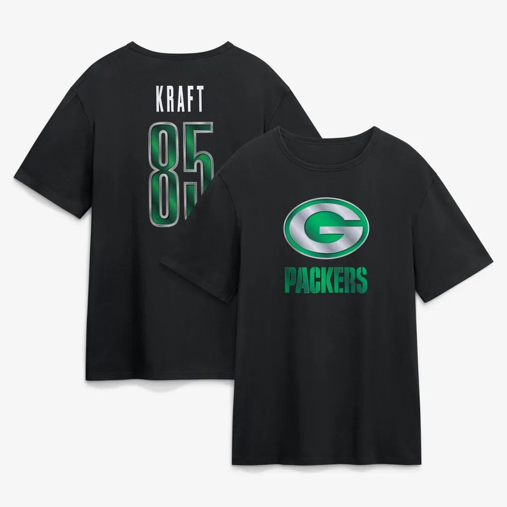 Tucker Kraft Green Bay Packers Metallic Mascot Name & Number T-Shirt