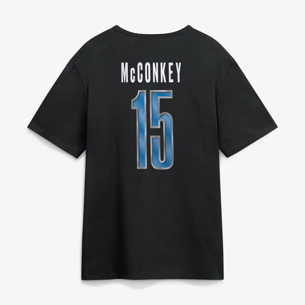Ladd McConkey Los Angeles Chargers Metallic Mascot Name & Number T-Shirt