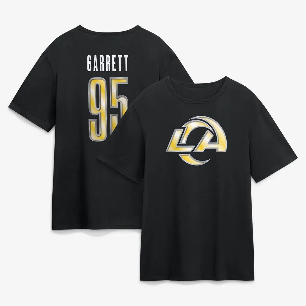 Myles Garrett Los Angeles Rams Metallic Mascot Name & Number T-Shirt