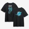 Devon Achane Miami Dolphins Metallic Mascot Name & Number T-Shirt - Black - Front View