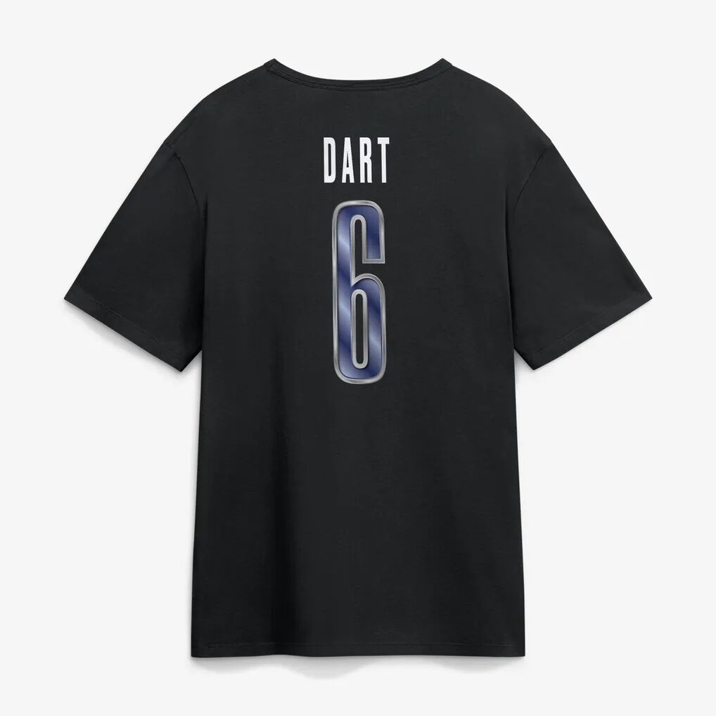 Jaxson Dart New York Giants Metallic Mascot Name & Number T-Shirt