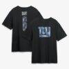 Jaxson Dart New York Giants Metallic Mascot Name & Number T-Shirt - Black - Front View