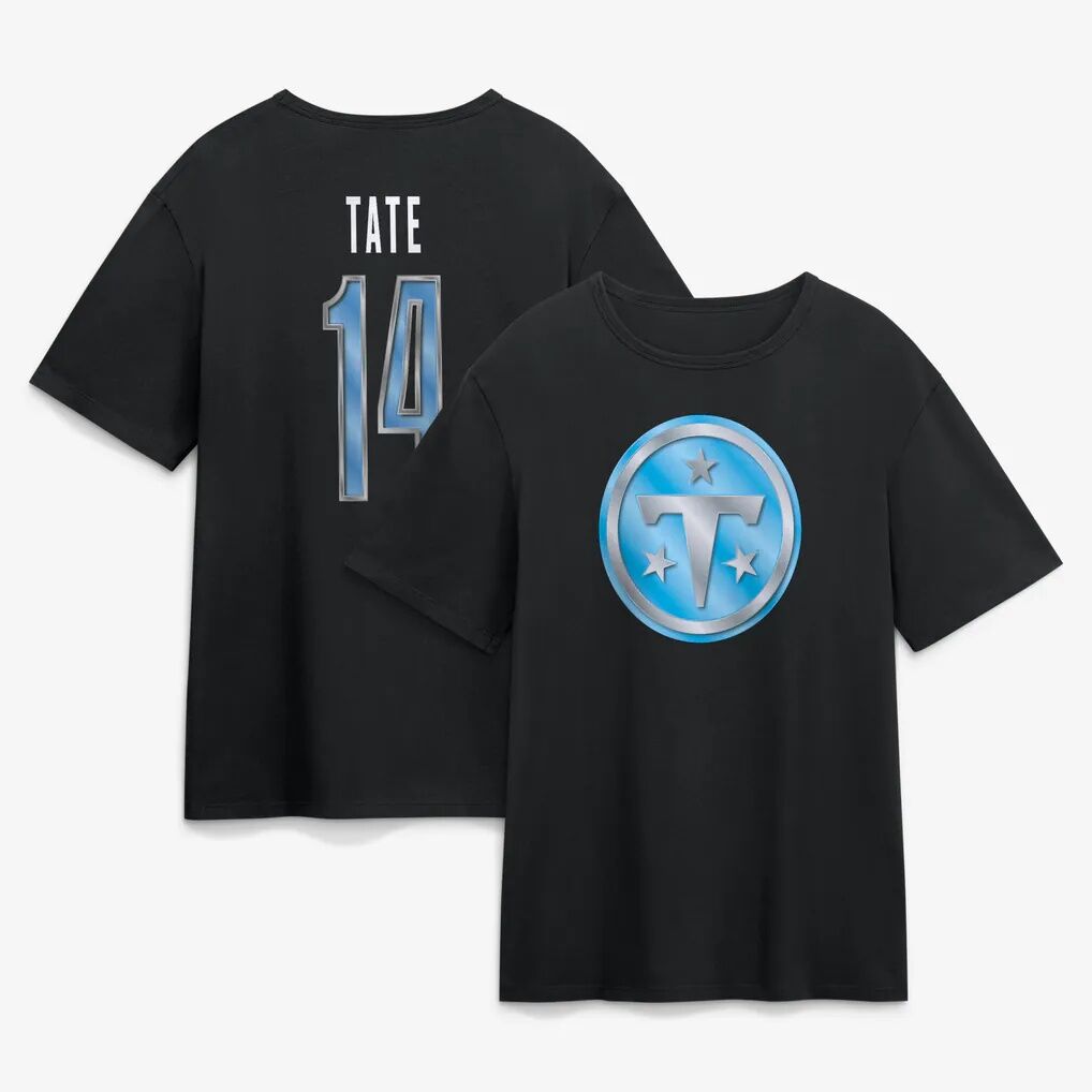 Carnell Tate Tennessee Titans Metallic Mascot Name & Number T-Shirt