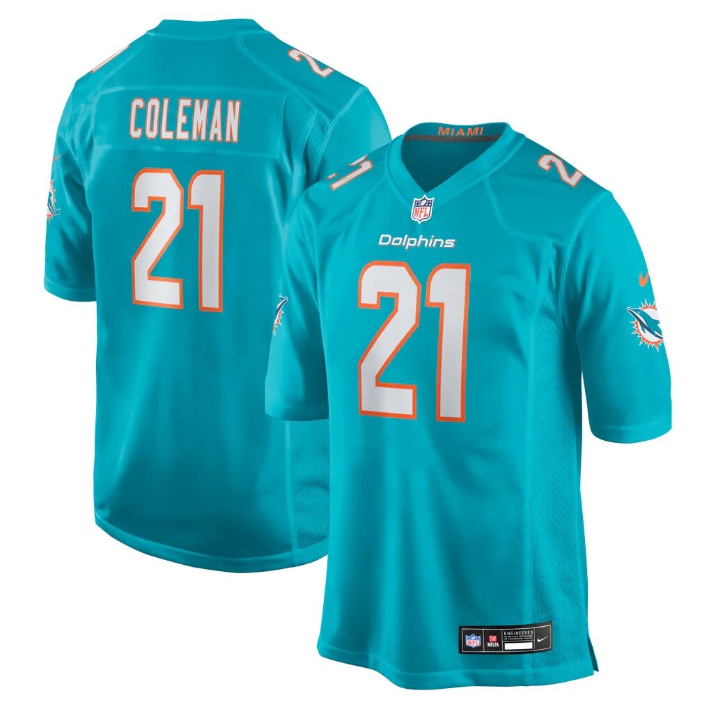 Kevin Coleman Miami Dolphins Nike Team Game Jersey - Aqua