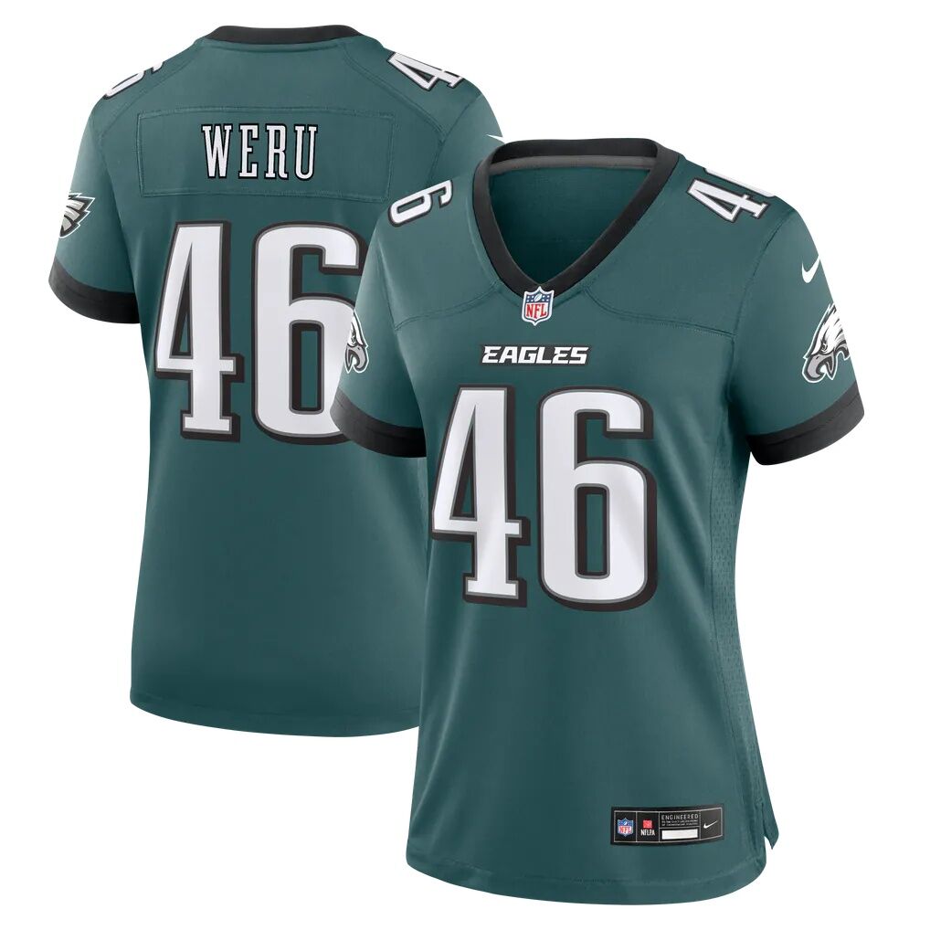 Joshua Weru Philadelphia Eagles Nike Women's Team Game Jersey - Midnight Green