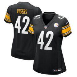 Car'lin Vigers Pittsburgh Steelers Nike Women's Team Game Jersey - Black - Front View