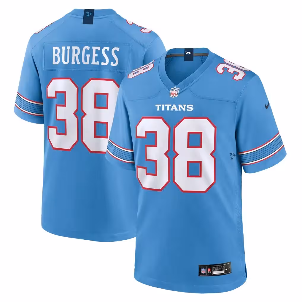 Terrell Burgess Tennessee Titans Nike Team Game Jersey - Light Blue