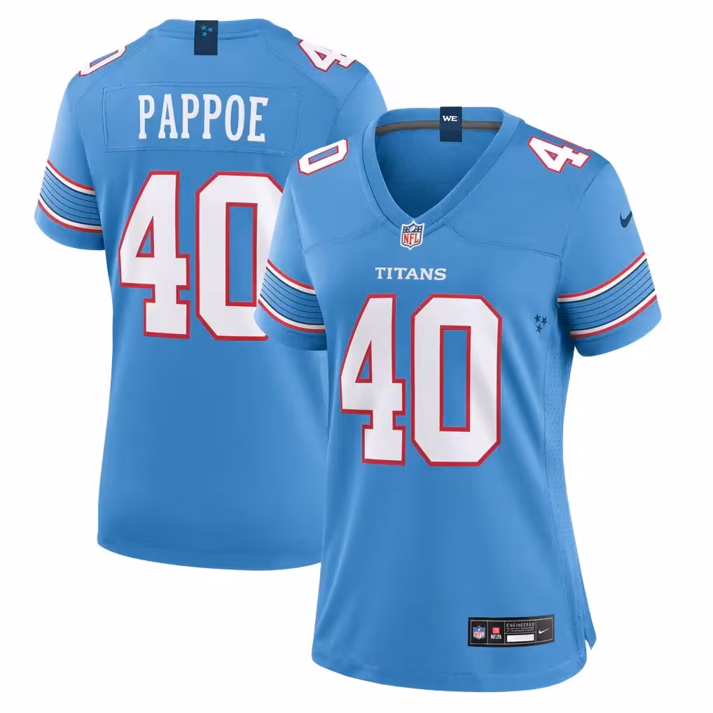 Owen Pappoe Tennessee Titans Nike Women's Team Game Jersey - Light Blue