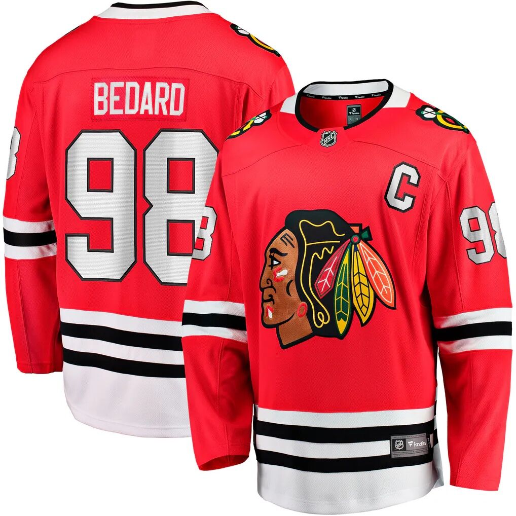 Connor Bedard Chicago Blackhawks Fashion7 Home Captain's Patch Breakaway Jersey
