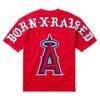 Los Angeles Angels Born x Raised Unisex Eyebuster T-Shirt - Red - Detail View