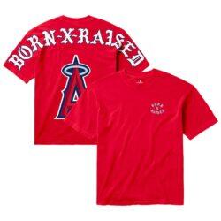 Los Angeles Angels Born x Raised Unisex Eyebuster T-Shirt - Red - Front View