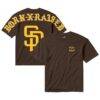 San Diego Padres Born x Raised Unisex Eyebuster T-Shirt - Brown - Front View