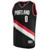 Damian Lillard Portland Trail Blazers Fashion7 Fast Break Replica Jersey - Black - - Side View