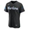 Miami Marlins Nike Alternate Sponsor Patch Authentic Jersey - Black - Side View
