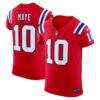 Drake Maye New England Patriots Nike Alternate Vapor F.U.S.E. Elite Jersey - Red - Front View