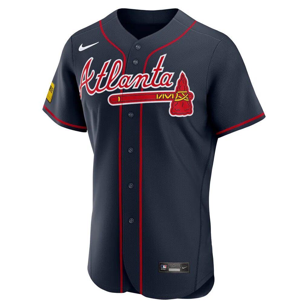 Atlanta Braves Nike Alternate Sponsor Patch Authentic Jersey - Dark Blue