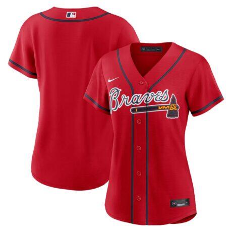 Atlanta Braves Nike Women's Alternate Replica Jersey - Red - Front View